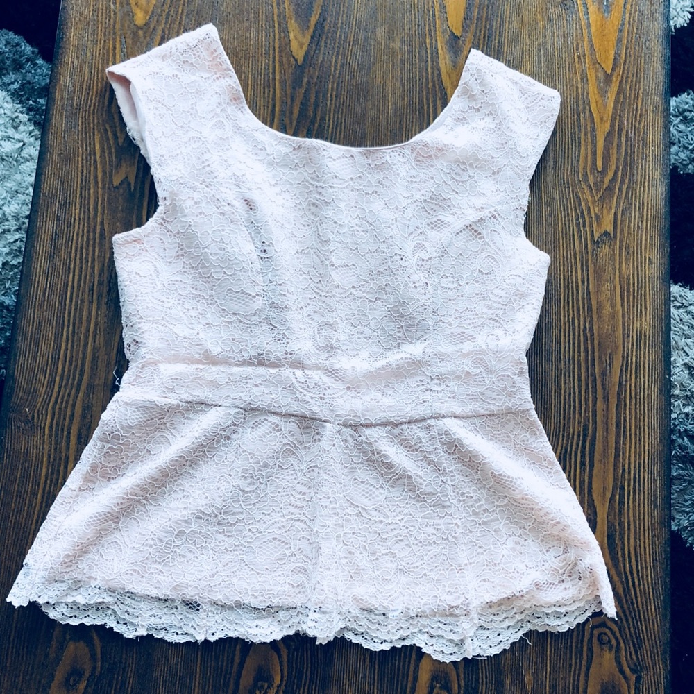 Pink Peplum Lace Blouse